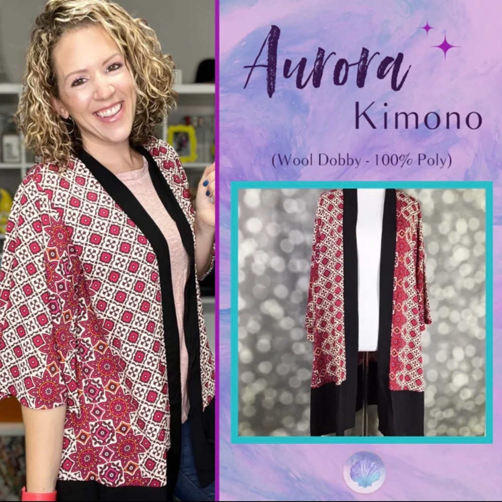 Lularoe Aurora Kimono with Geometric Pattern